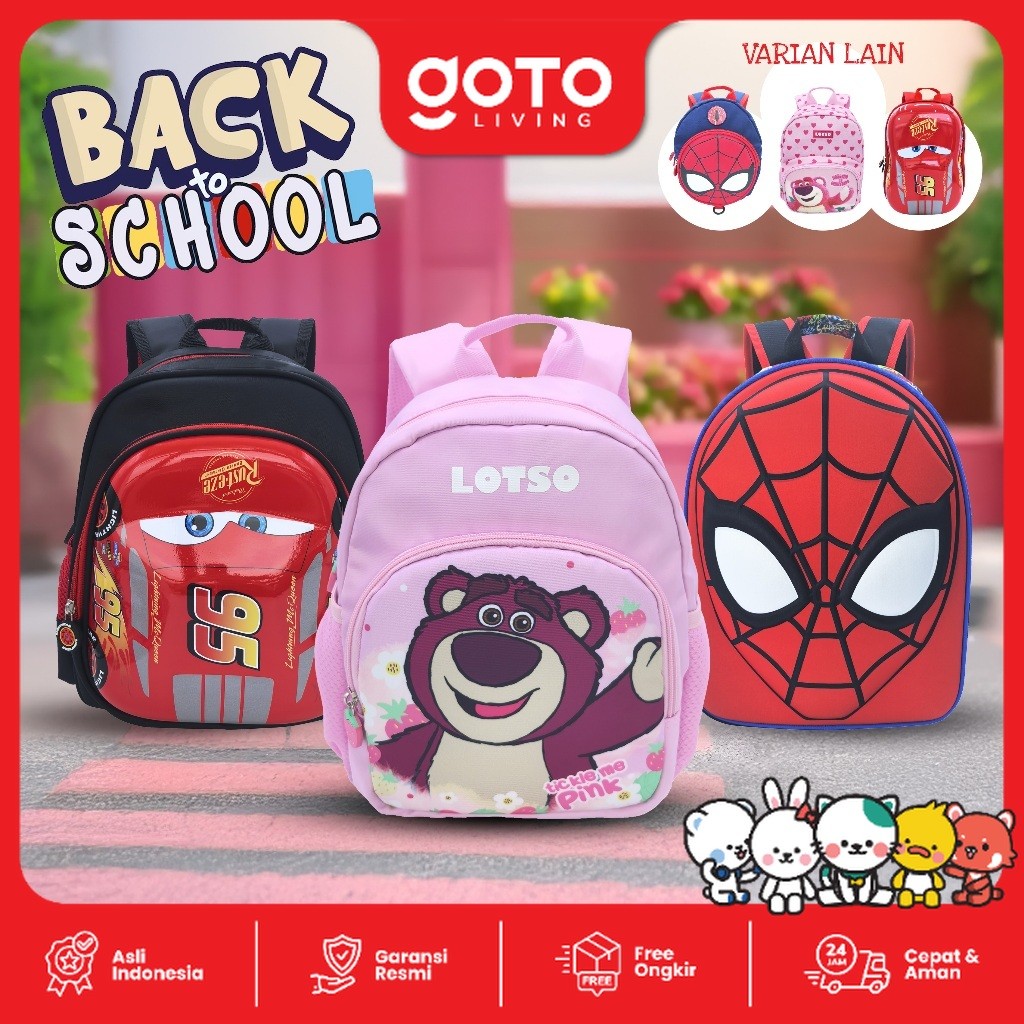 Goto Hobanlee Backpack Tas Sekolah Anak Perempuan Laki Laki Karakter