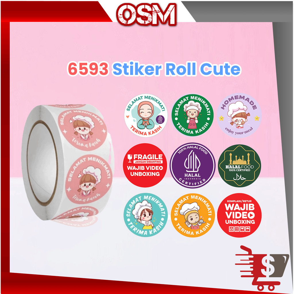 

Online Shopping Mall - 6593 500 Pcs Stiker Selamat Menikmati / Sticker Bulat Roll Makanan Kue Terima Kasih / Tempelan Jualan Makanan 500 PCS / Stiker Roll Catering Motif Beragam / Stiker Roll 500 PCS / Sticker Bulat Roll Unik