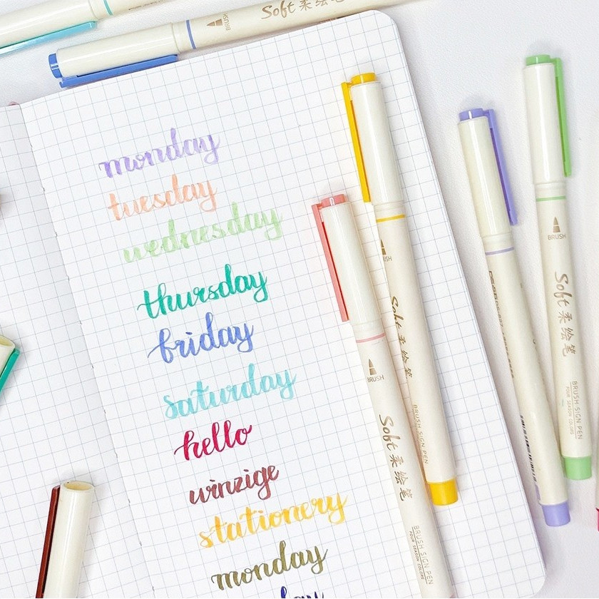 

Brush Pen Kuas Drawing Pen Kaligrafi Brush Pena Warna Warni Mewarnai Brush Lettering Calligraphy Pen Brush School stuff Alat Tulis Stationery Korea