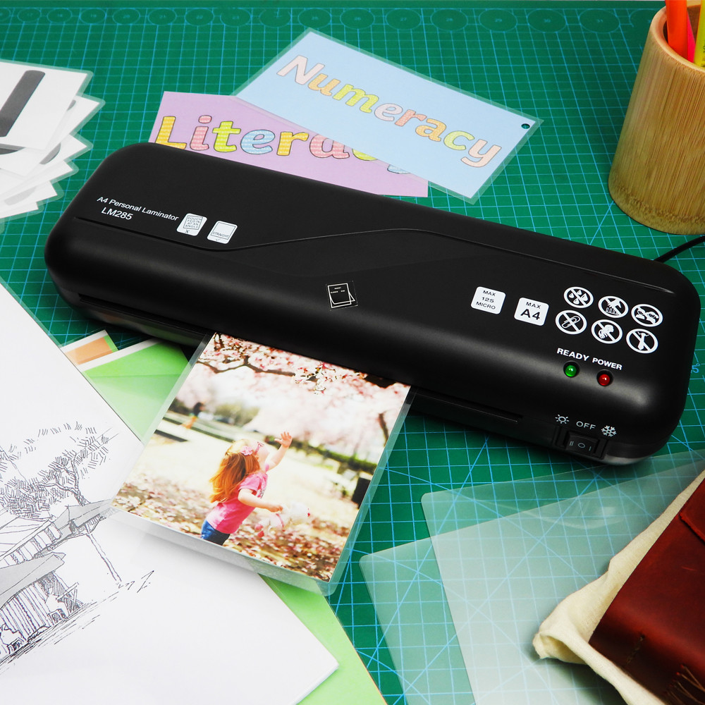 

Protect Your Documents and Photos: A4 Laminator with 2 Rollers, Hot and Cold Lamination - Ideal for Home, School, and Office