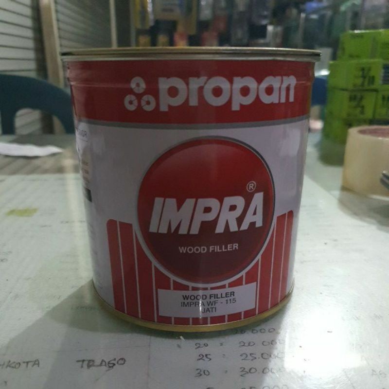 DEMPUL KAYU WOOD FILLER IMPRA PROPAN ISI PORI2 KAYU SEBELUM DIPLITUR WF 115 JATI 1KG