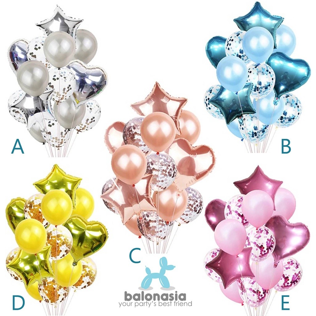 

Balonasia [Latex Foil Set] Bintang Hati Confetti