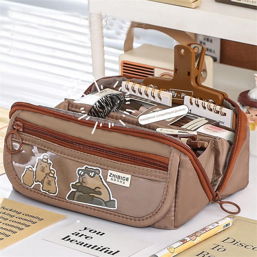 

Large Capacity Pencil Case Box Transparent Kawaii Bag Standing Stationery Organizer Estuches Asthetic Korean Pouch Kalemlik Girl