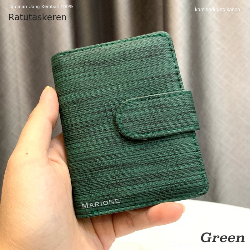 Dompet Kartu Uang & Atm Harmoni1224 Kayu Pria wanita card kancing lipat Tempat Kartu Motif Serat Kay