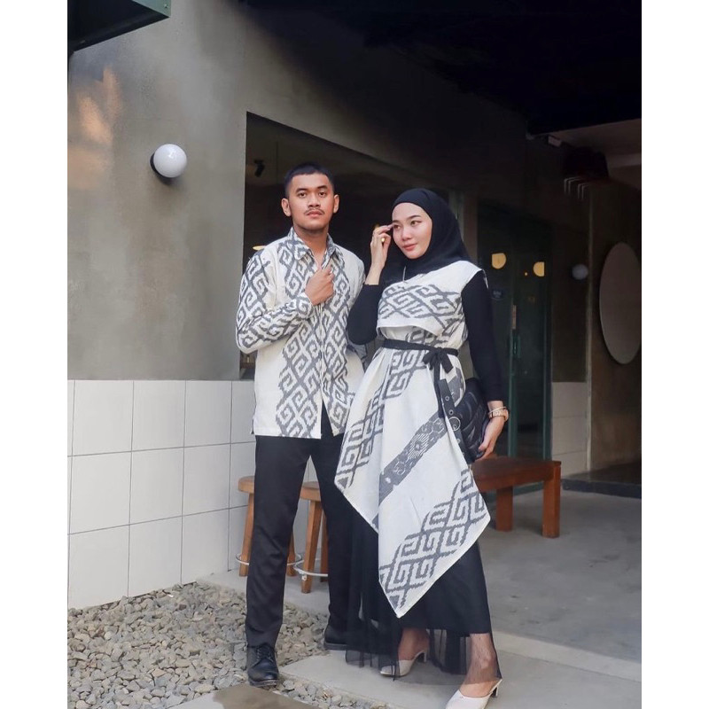 COUPLE SIERRA DRESS IVORY, TENUN IKAT ASLI, COUPLE TENUN, DRESS KONDANGAN