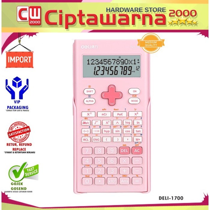 

Kalkulator/Calculator Ilmiah 12 Digit 240 Fungsi,Merah muda- WOOK CwH2