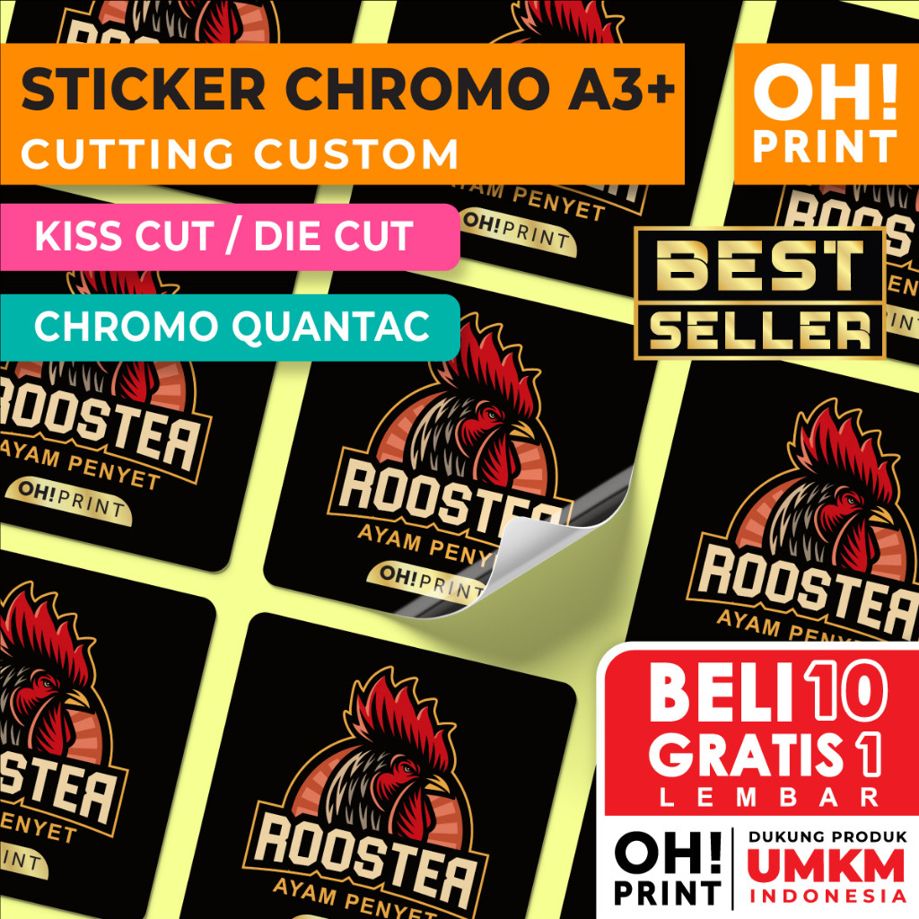 

PROMO Cetak Stiker Chromo Cut A3 Murah / Cetak Stiker Label Kemasan Makanan Minuman Online Shop Murah