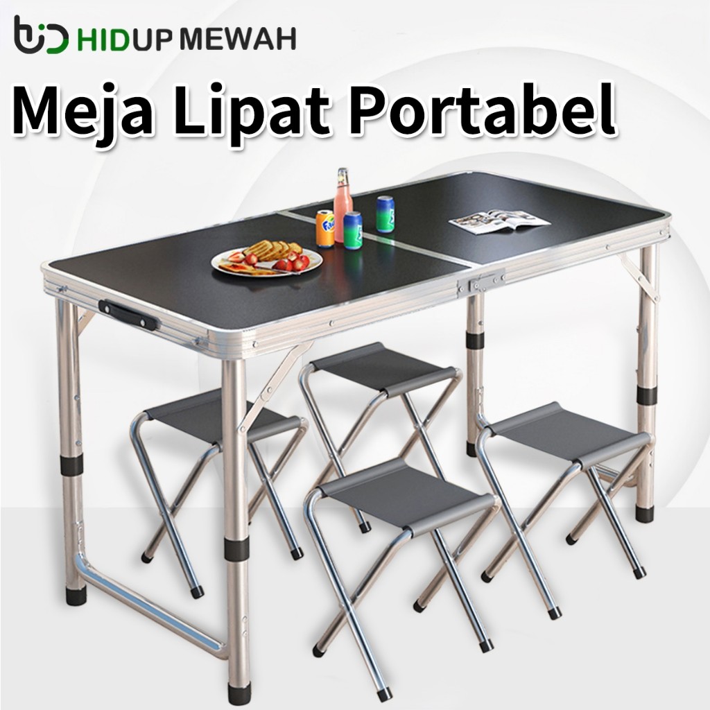 AB68 Meja Lipat Meja Koper Portabel Aluminium 120x60 CM Meja Camping Outdoor Meja Jualan Serbaguna K