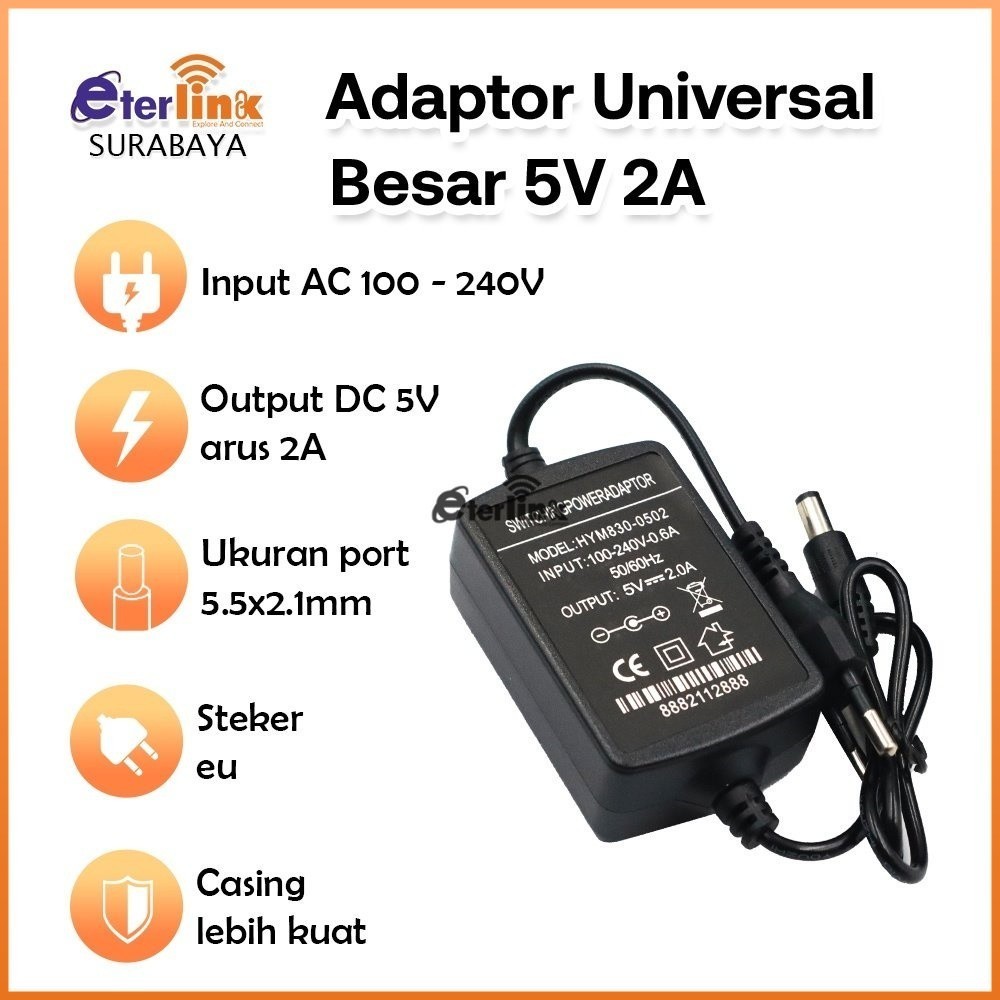 Terbaru Power Adaptor 5V 2A Part Media Converter HTB 3100 Adaptor Baik