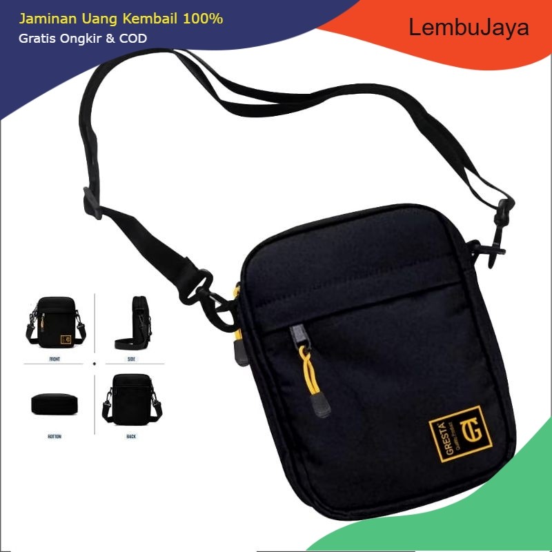 TERLARIS TAS SELEMPANG SLINGBAG PRIA WANITA HITAM POLOS