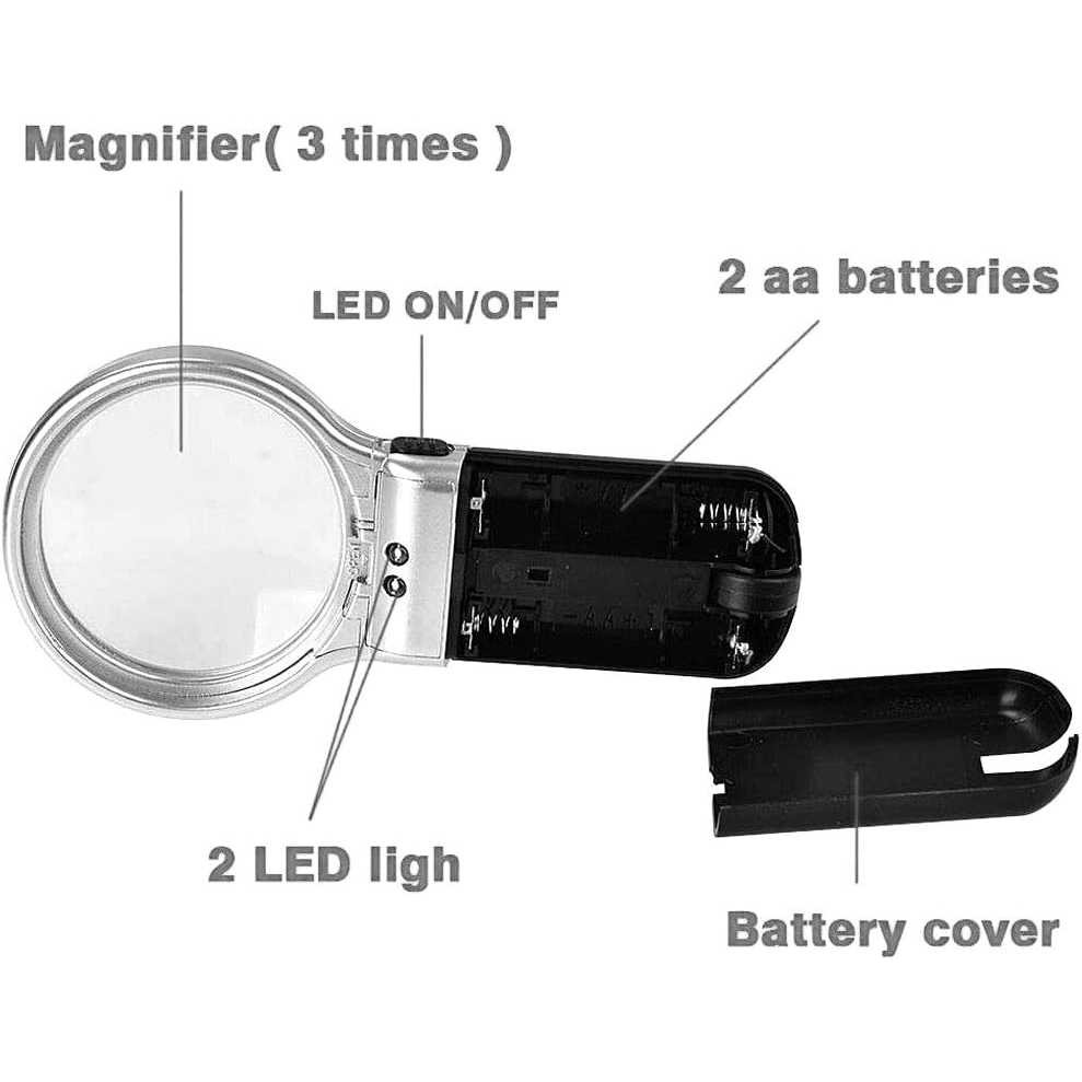 

ALHQSTR FOX Kaca Pembesar Lipat Foldable Magnifying Glass with 2 LED 63mm 3X - TH-7006‼️COD‼️