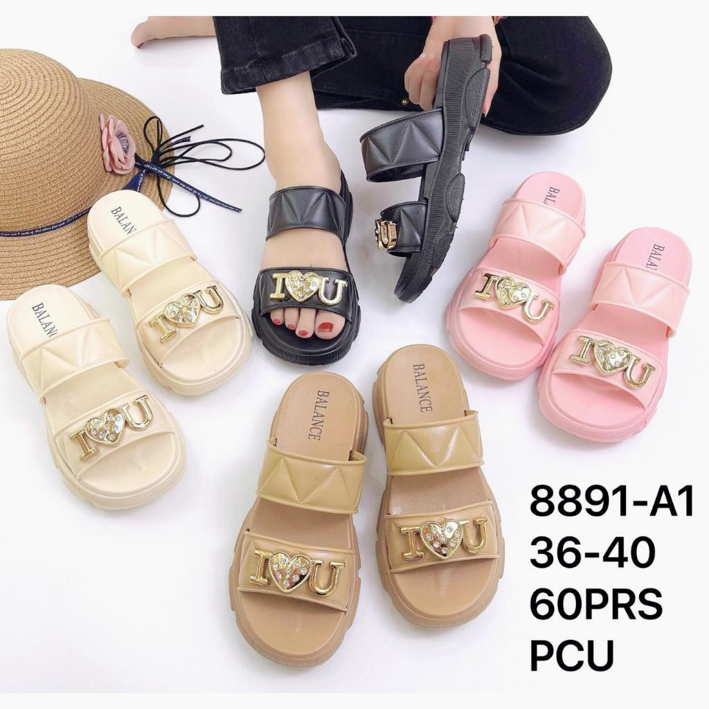 sandal murah wanita kekinian jelly balance sandal rumah harian terbaru 8891-A1