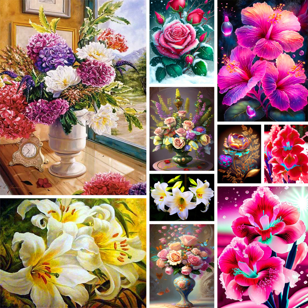 

Flowers Lily Iris DIY Painting By Numbers Complete Kit Oil Paints Paiting By Numbers Decorative Paintings For Children Wholesale