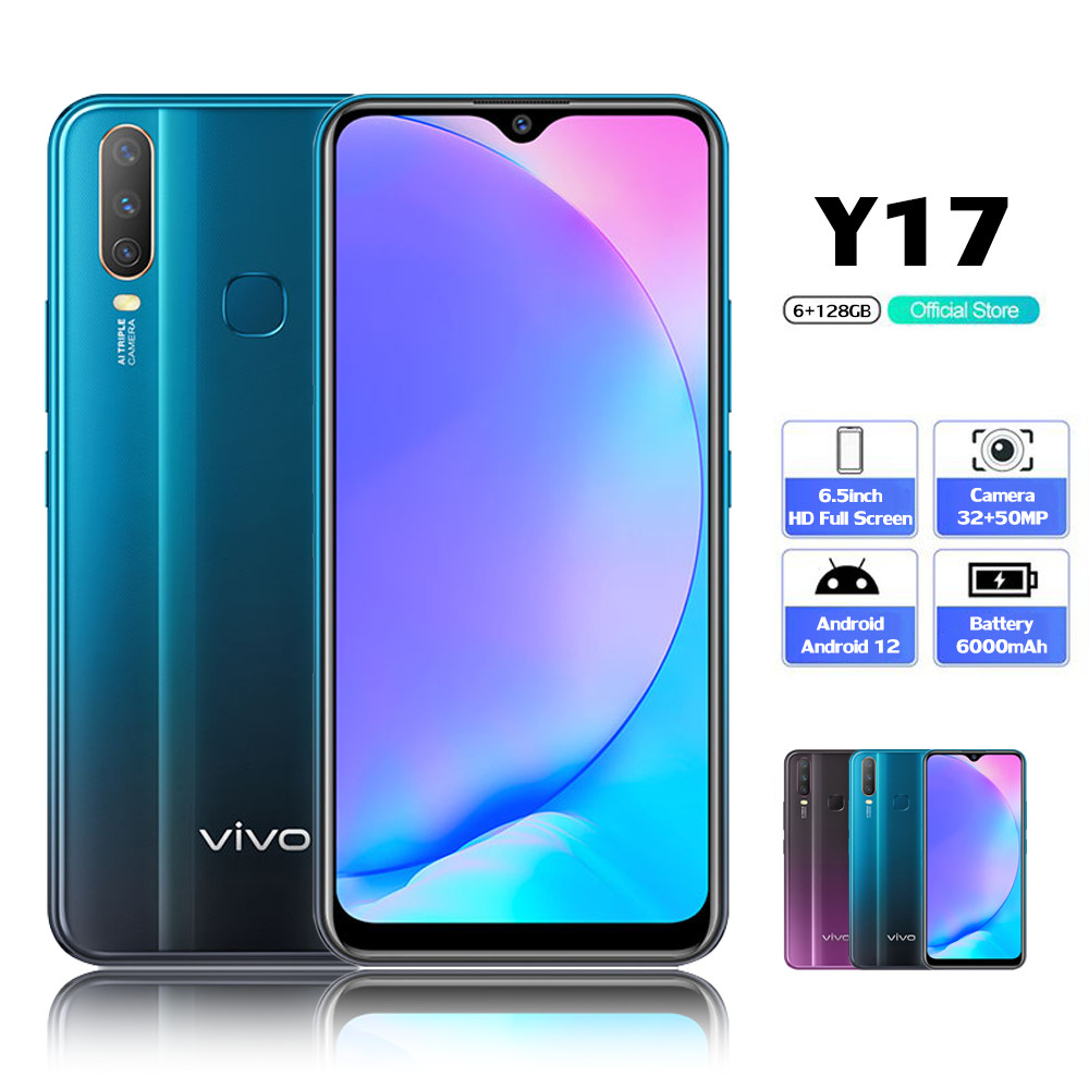 Hp murah VIVO Y17 Terbaru original ram 6/128GB layar 6.5inch 32MP+50MP HD AI Kamera 6000mAh handphon