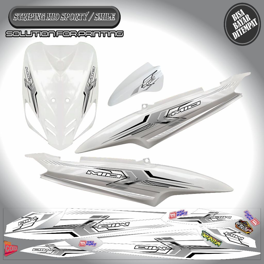 STRIPING VARIASI PUTIH STICKER YAMAHA MIO SPORTY / MIO SMILE