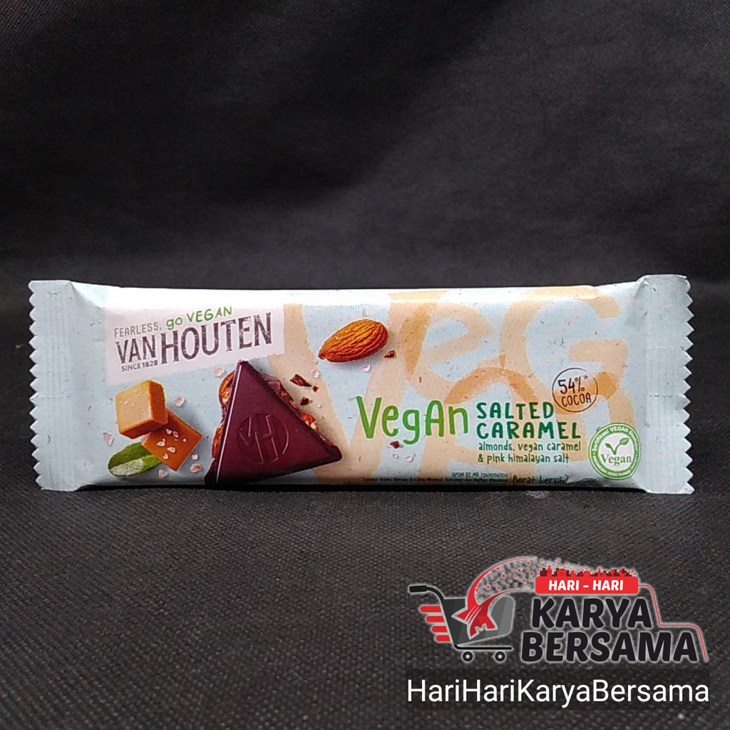 

MAKANAN RINGAN COKELAT BATANG VAN HOUTEN CHOCOLATE VEGAN SALTED CARAMEL 45GR