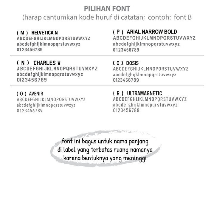 

Font untuk sticker label nama
