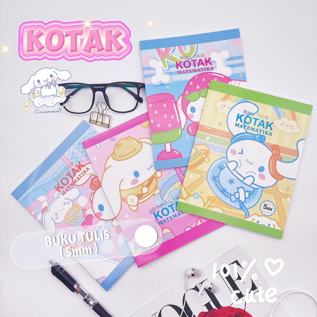 

38 Lembar Buku Tulis Anak / Notebook Papan catur / Buku Tulis Kotak Kotak 5mm - anak anjing lucu Cover / Buku Tulis Matematika - 1 pak isi 5/10pcs