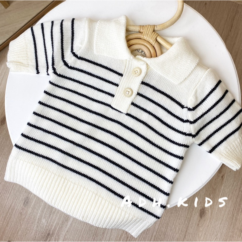 WJ61IK Knitted Polo Collar stripe with adhkids 0 bulan - 5 tahun
