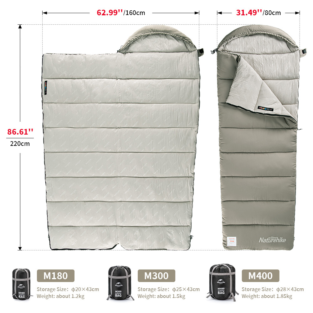 Naturehike Camping Sleeping Bag M180 M300 M400 Washable Cotton Sleeping Bag Autumn Winter Indoor Out