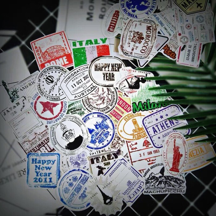 

Stiker Koper / Sticker Luggage Retro Postage Stamp Country 60 pieces