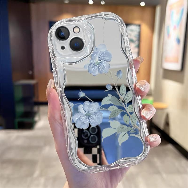 Soft Case For Vivo Z1 Z1i Z1 Lite Z1Pro Z1x Z3x Z5i Lensa Bening Pelindung Sederhana Bunga Biru Casi
