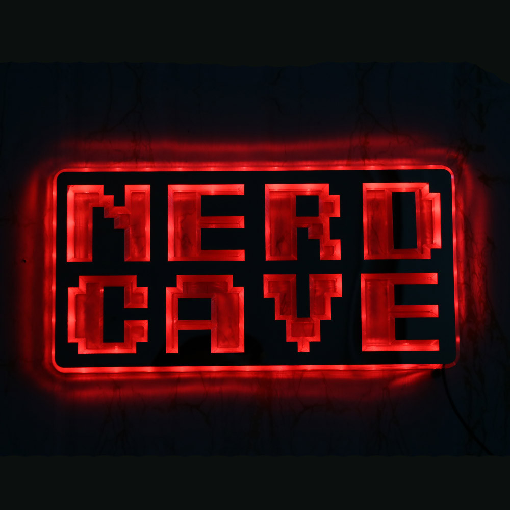 

Nerd Cave Sign Acrylic Wall Mirror Video Game Lamp For Home Bar LED Backlight Lighting Wall Sign Party Kids Gaming Room Decor