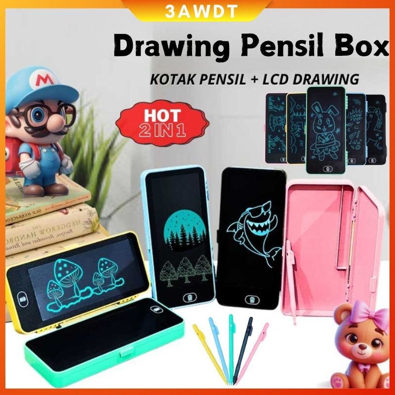 

[COD] Kotak Pensil 2 in 1 Drawing Box Kotak Pensil Dan Papan Coret Kreatif Anak Dengan Digital Pad Edukasi