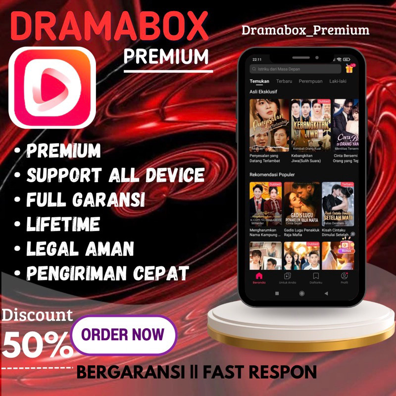 DRAMABOX PREMIUM LIFETIME UNLOCK ALL DEVICE FULL GARANSI