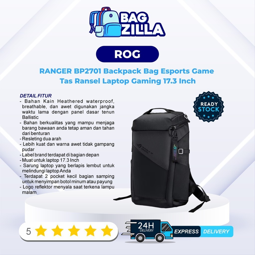 ROG RANGER BP2701 Backpack Bag Esports Game Tas Ransel Laptop Gaming 17.3 Inch