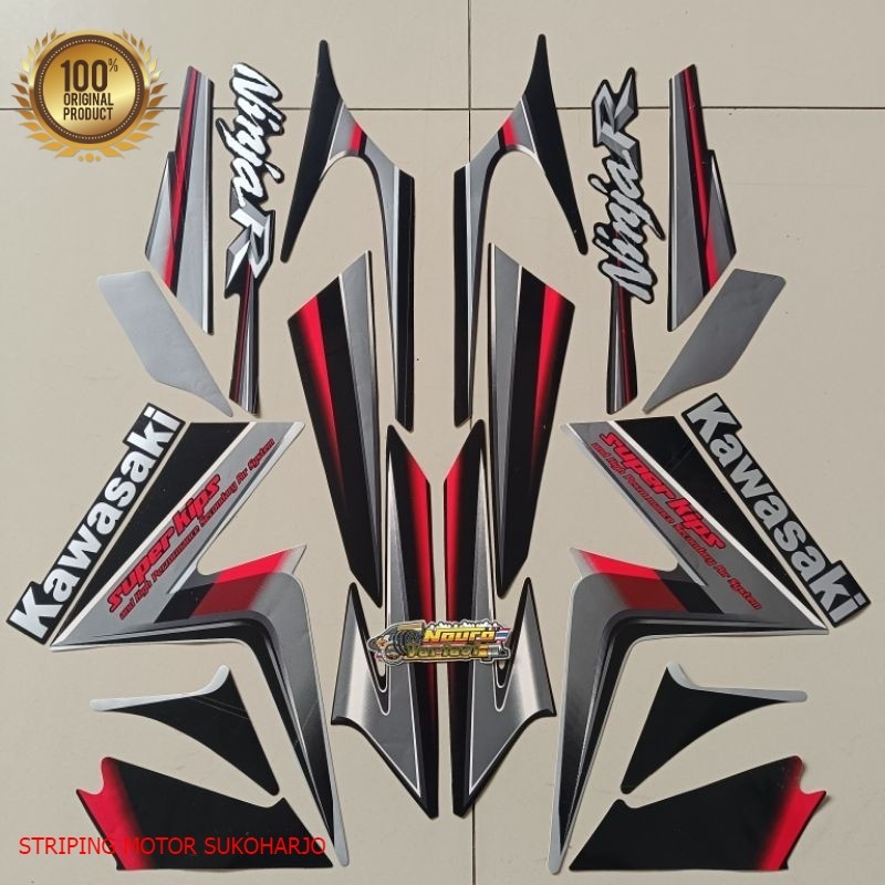 (ORI) striping kawasaki ninja r 2010 2011 hitam list body kualitas original