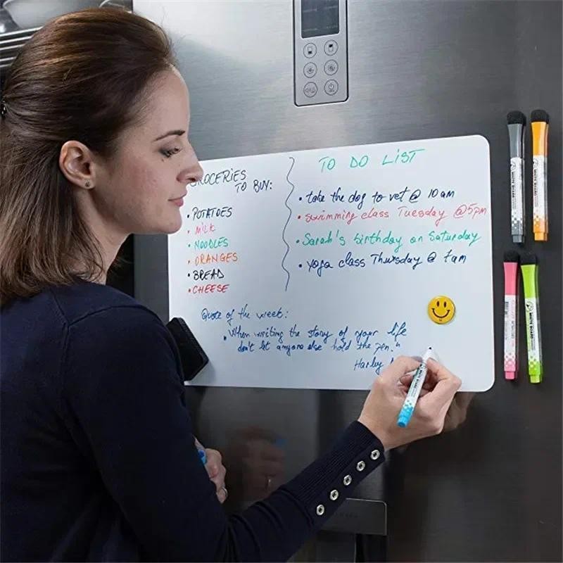 

Magnetic Dry Erase Board Reusable Fridge Magnet Board Flexible Refrigerator Whiteboard for Reminder Memo, for Home Office School