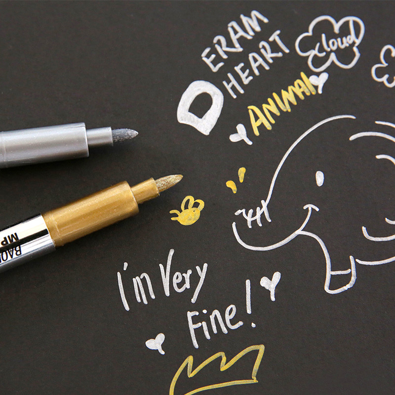 

new Creative stationery Metal color craft pen golden and silver paint pen 1.5mm Crayons pen