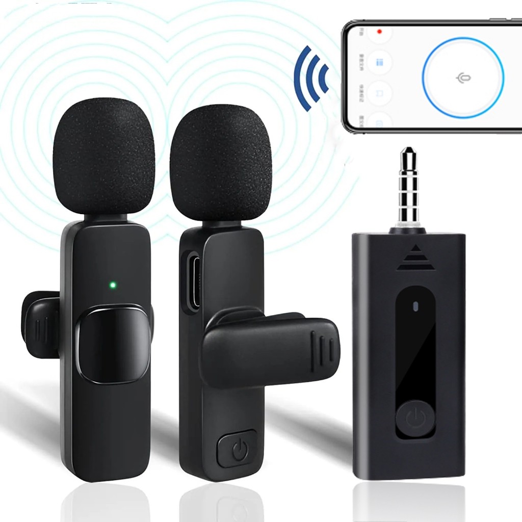 Mic Portabel Audio Video pembuatan Rekaman Wireless Microphone HP Klip / Clip On Mic Wireless Noice 