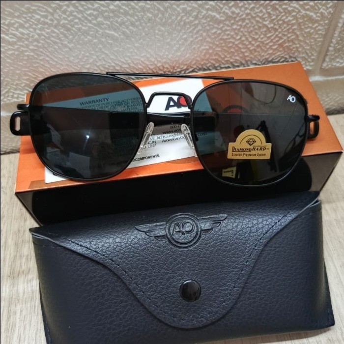 Kacamata American Optical AO Ori/Original Pilot Frame Black Sunglasses Hitam Anti UV Protection