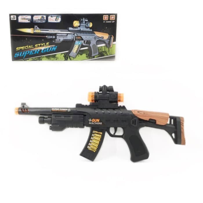 Mainan Tembakan AK47 Baterai Bunyi Suara Nyala