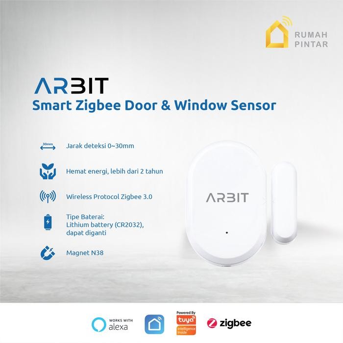 

LARIS -ARBIT Zigbee Door/Window Sensor Security Keamanan Pintu Jendela Pintar Smart Home - White