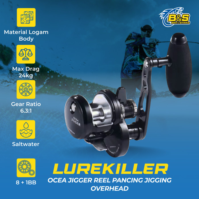 Lurekiller OCEA JIGGER Reel Pancing Jigging Overhead Plat Besi RP023 - 1501HG Kiri