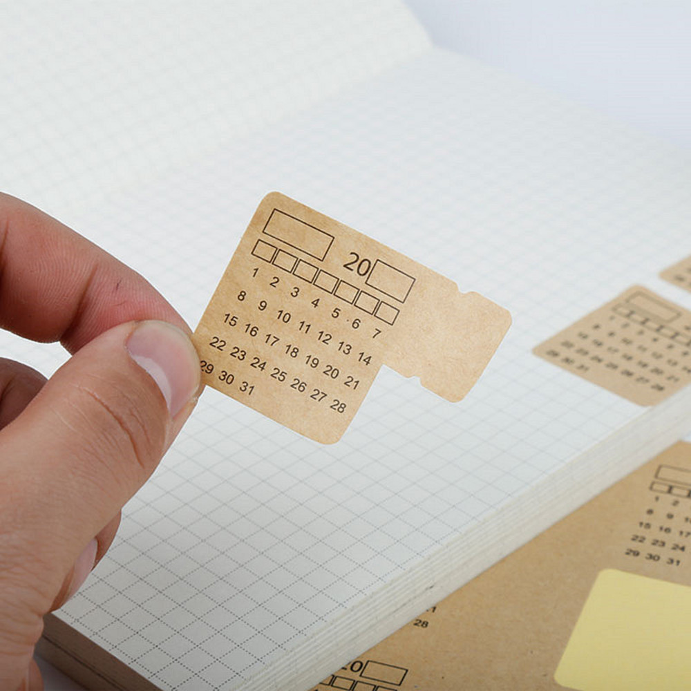 

2sheets Kraft Paper Calendar Index Sticker Universal Handwritten Calendar Note Bookmark Planner Schedule Agenda Decorative Label