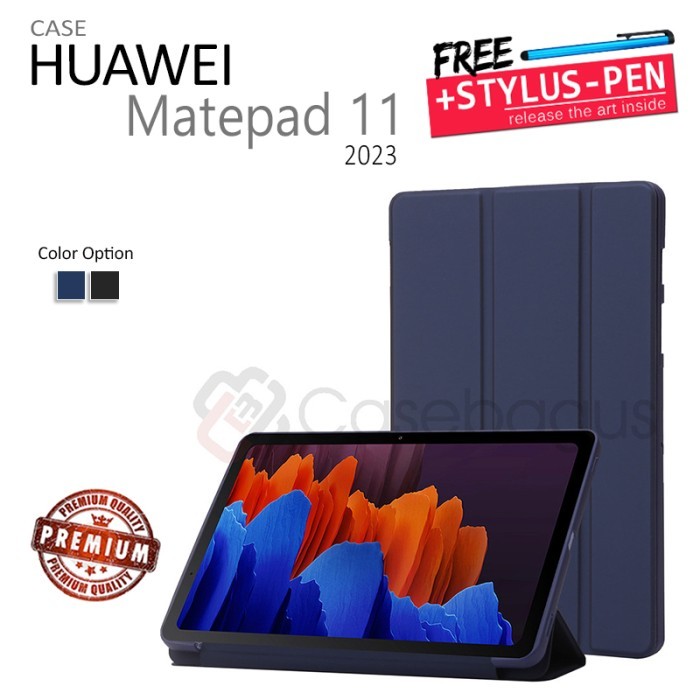 Huawei Matepad 11 2023 - Magnetic Leather Flip Case Cover - Dark Blue