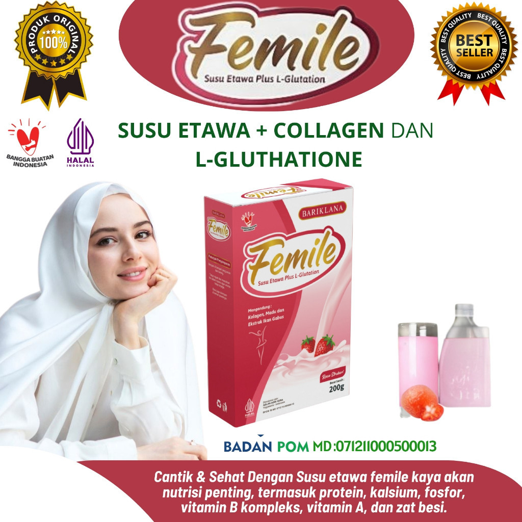 

FEMILE Susu Kambing Etawa dengan L-Glutathione, Kolagen, Ikan Gabus, dan Madu – 200g