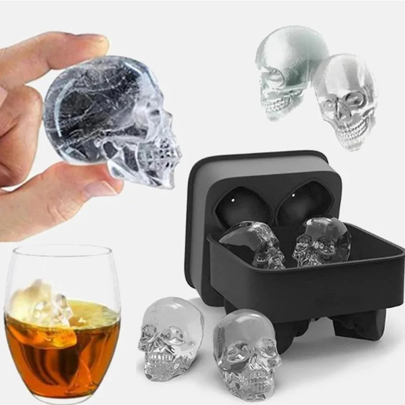 

Cetakan Es Batu Silikon Tengkorak 4 Grid Ice Cube Mold Food Grade - SKL142