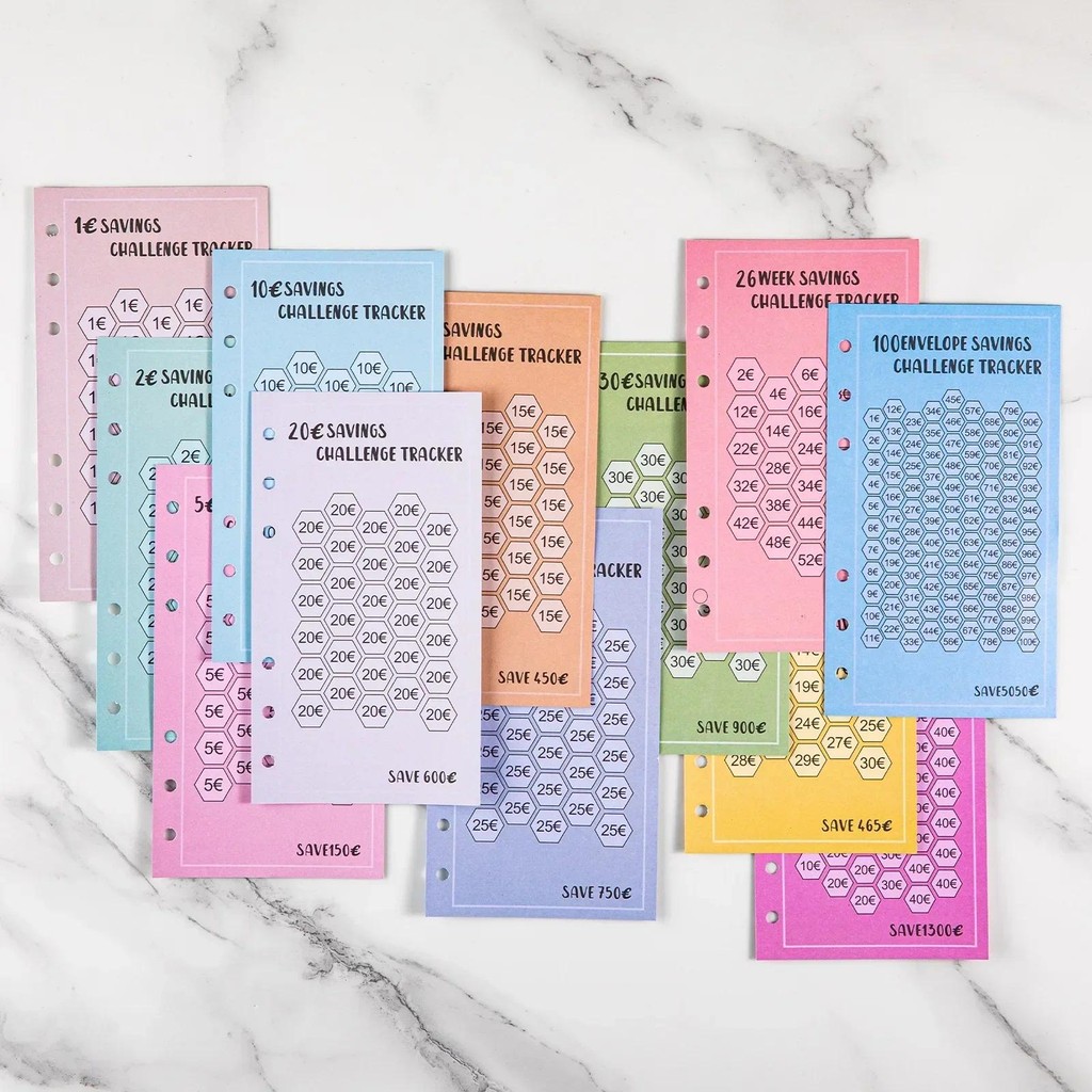 

48 Sheets Week Savings Challenge Papers A6 Loose Leaf Binder Save Money Notebook Euros USD Cash Budget Planner Supplies