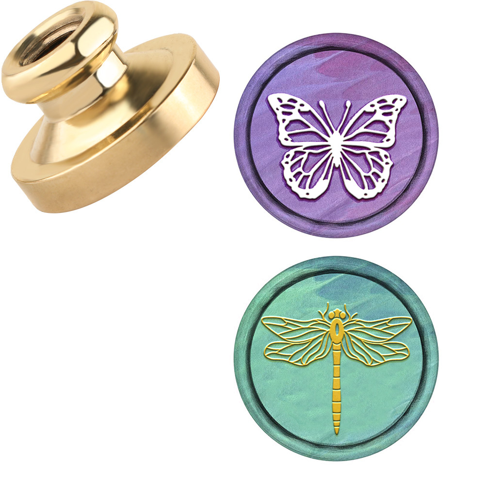 

Wax Seal Stamp Vintage Sealing Wax Stamps Butterfly Dragonfly 25mm Removable Brass Head for Invitations Envelopes Greeting Card