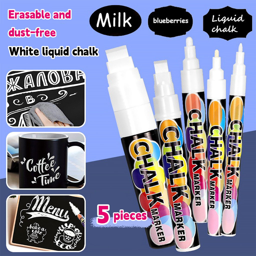 

1/3 Pcs White Liquid Chalk Painting, Marking Erasable Dust-free Water-soluble Marking Pen School Classroom Office Supplies