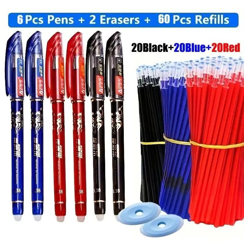

68pcs Erasable Gel Pens Blue/black/red Ink Ballpoint Pen Stationery Writing Supplies Office Student Writing Fine Writing Tools