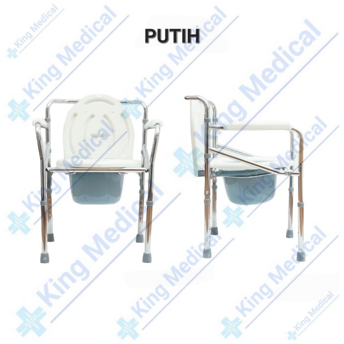 Kursi BAB Tanpa Roda + Bisa Lipat untuk Manula/Orang Tua,Pasien - PUTIH LIPAT