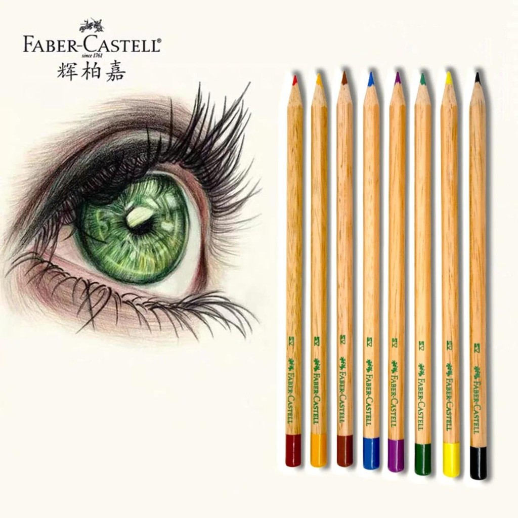 

FABER-CASTELL 8 Color Colour Pencil Set,with Coloring Card,Soft Core,Graffiti Back To School Writing Art Stationary Supplies
