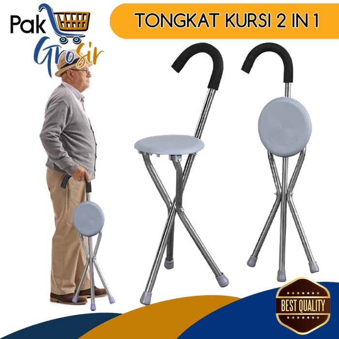 Tongkat Kursi Duduk Kaki 3 Alat Bantu Jalan Lansia Murah Berkualitas