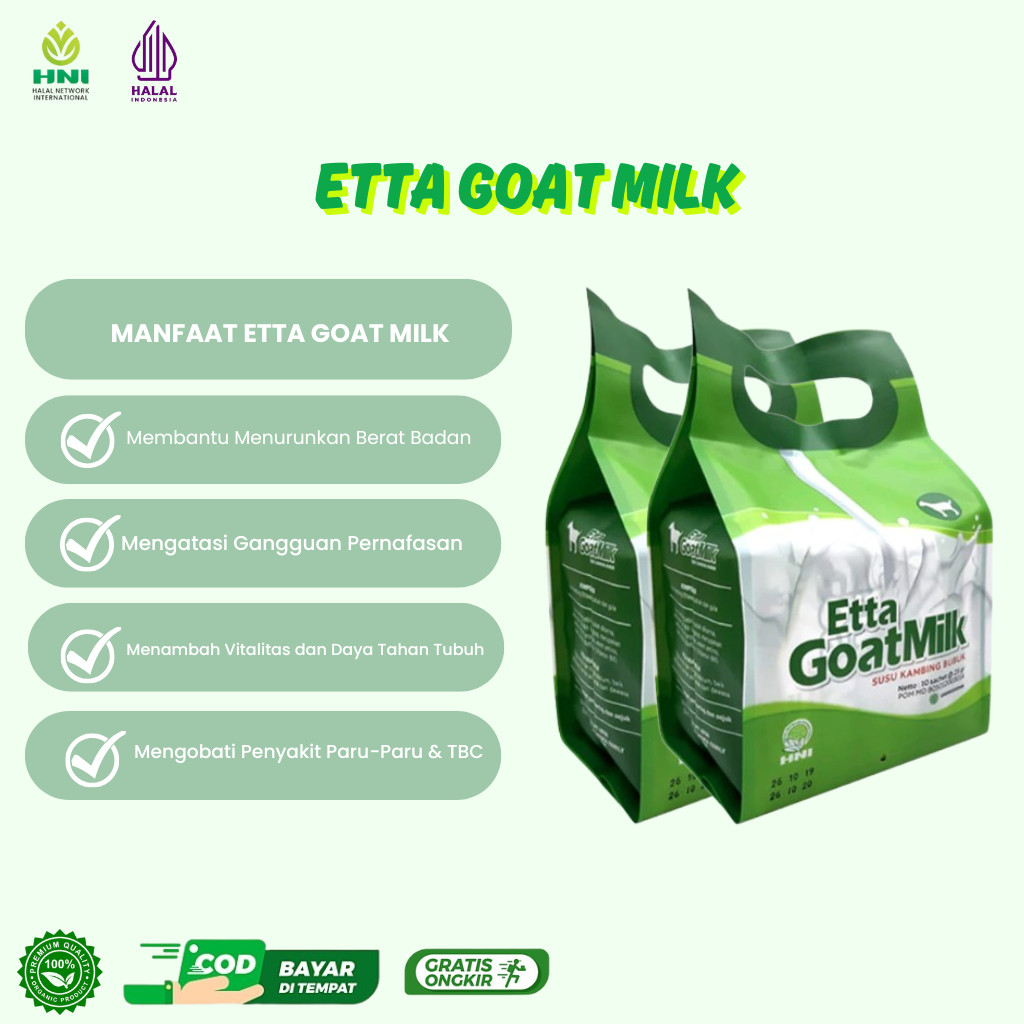 

Etta Goat Milk - Susu Kambing Ettawa Bubuk Original Berkhasiat Menyembuhkan Asma Dan Pengganti Asi Asli Rekomended - HNI BPOM